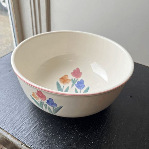 Vintage 1986 Pottery by Levine Floral Mixing Bowl - Hand-Painted, California - Picture 1 of 8